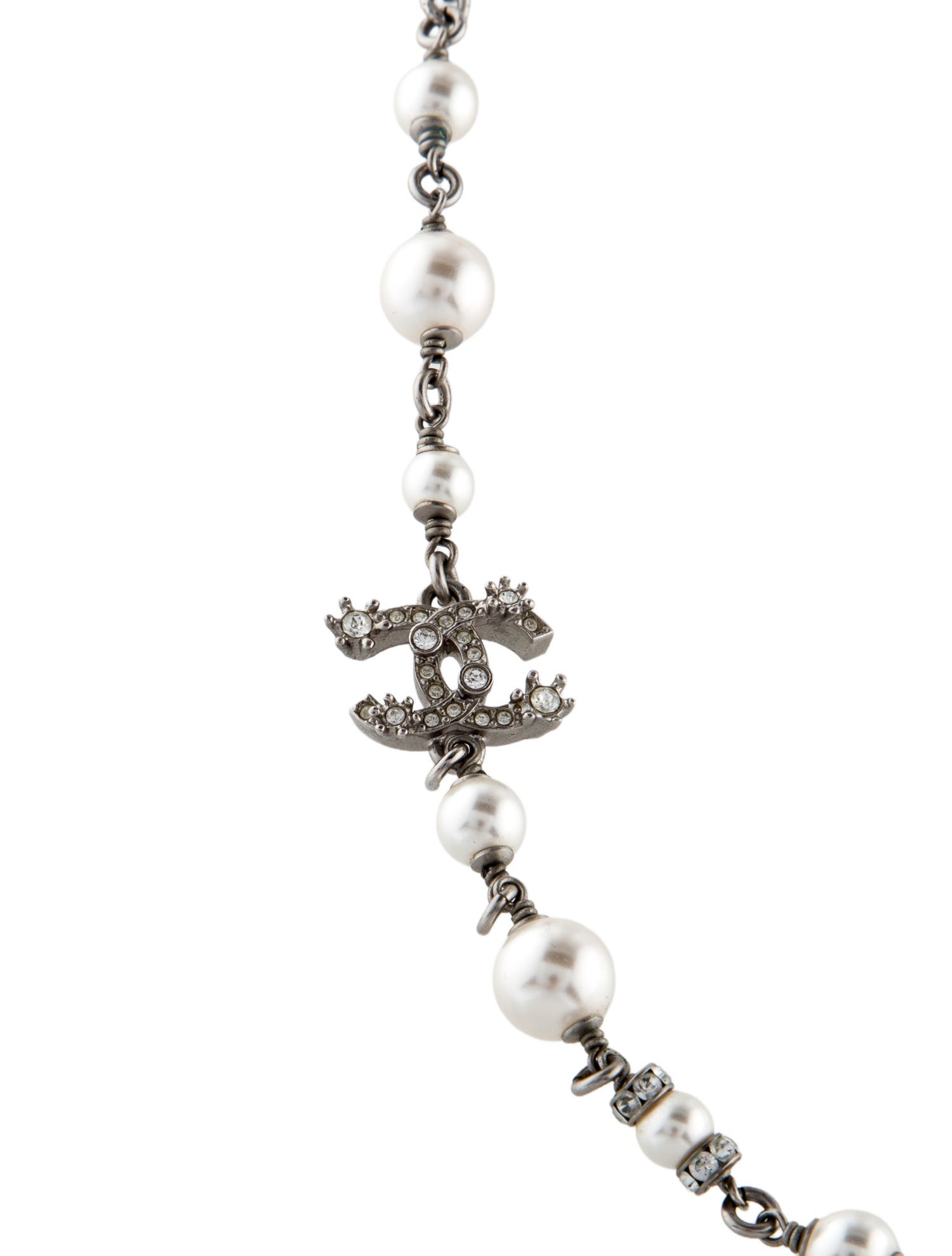 Chanel Faux Pearl & Strass CC Choker Necklace